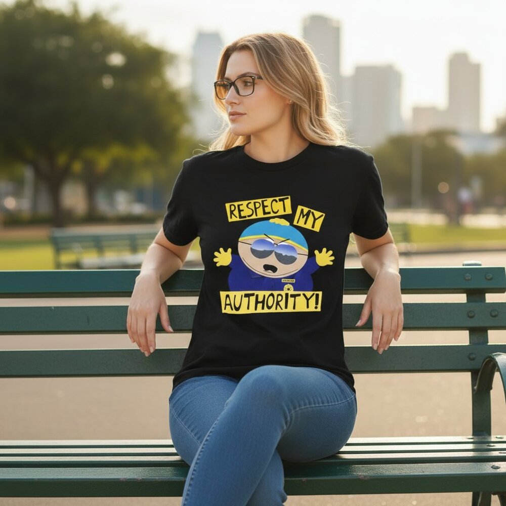 Black South Park Cartman Short Sleeve Crewneck Graphic Tee